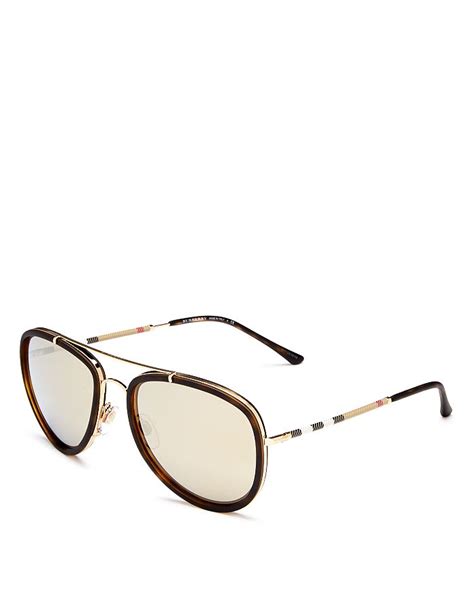 Burberry Mirrored Brow Bar Aviator Sunglasses, 56mm